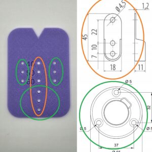 Przymiar do zaznaczania otworów pod rozetę drążka okrągłego oraz owalnego